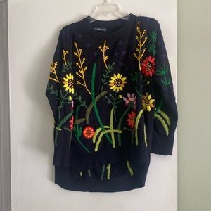 Embroidered floral sweater